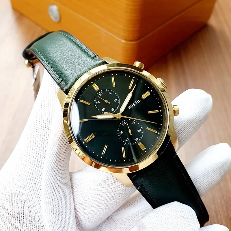 Fossil Townsman Chronograph Dark Green Leather Men's Watch- FS5599